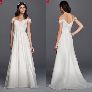 Tulle A-Line Wedding Dress with Swag Sleeves